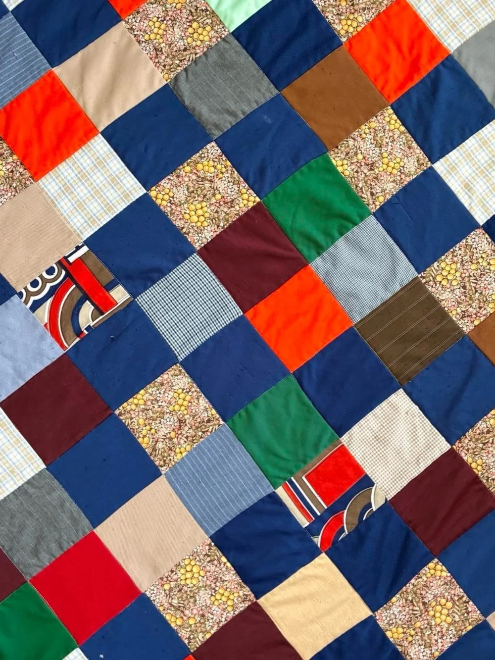 Vintage 70’s Handmade Colorful Patchwork Farmhouse Hippie Quilt